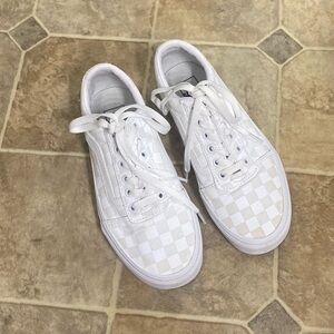 White Checkered Vans